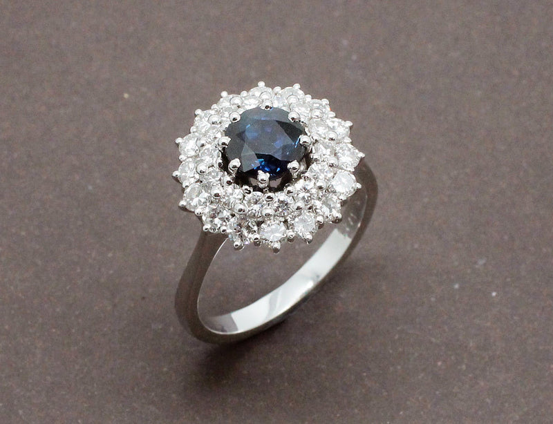 Bague Saphir Double Entourage