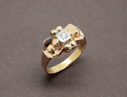 Bague Style Tank Or Jaune et Diamant