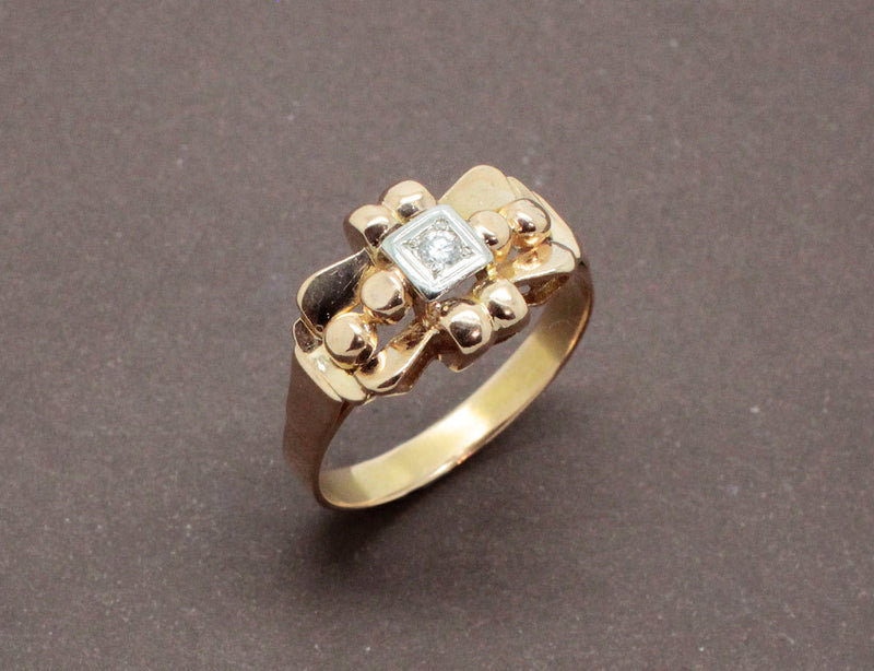 Bague Style Tank Or Jaune et Diamant