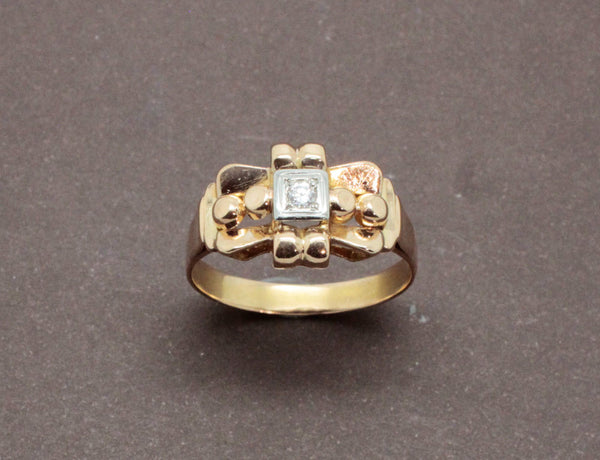 Bague Style Tank Or Jaune et Diamant