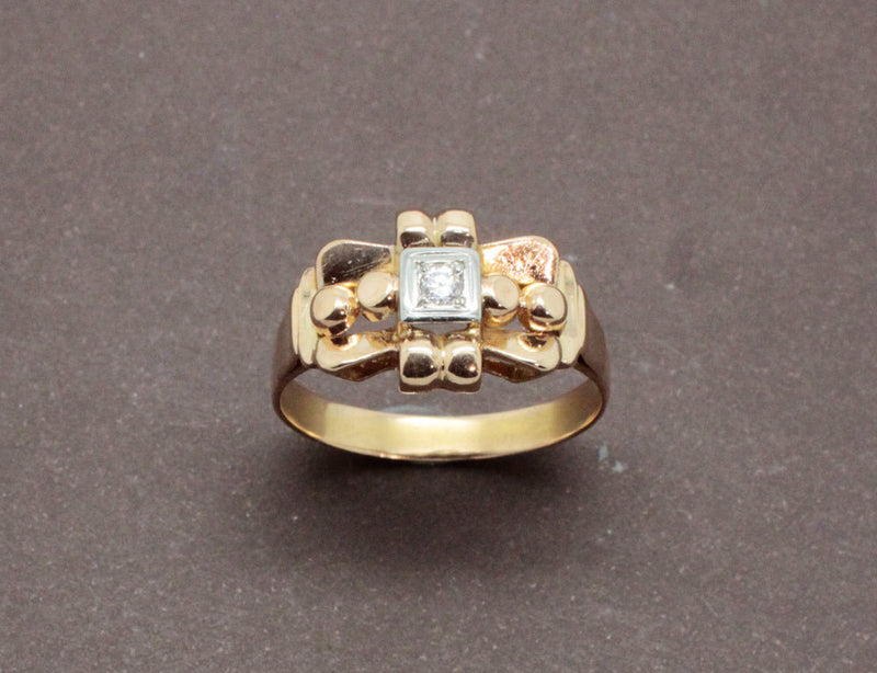 Bague Style Tank Or Jaune et Diamant