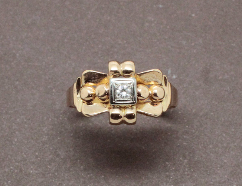 Bague Style Tank Or Jaune et Diamant