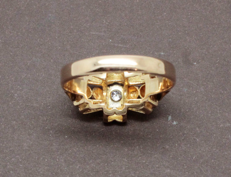 Bague Style Tank Or Jaune et Diamant