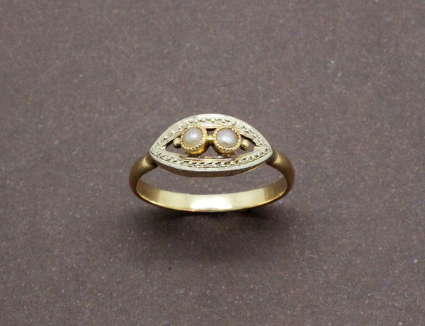 Bague Ancienne 2 Or Perles