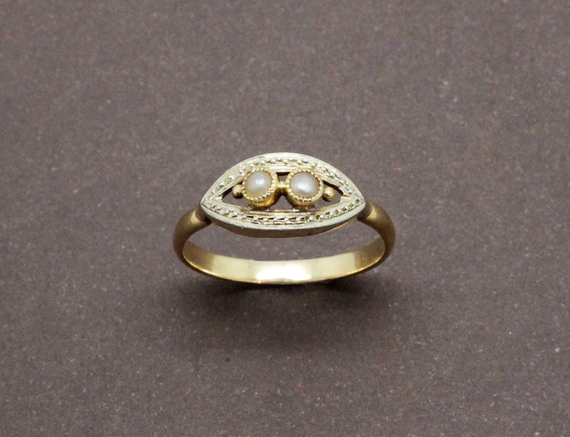 Bague Ancienne 2 Or Perles