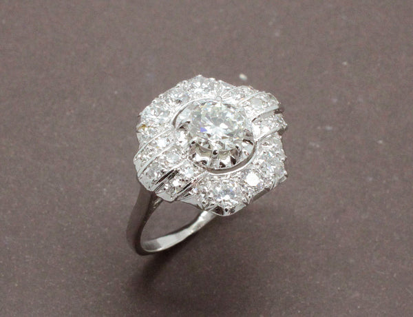 Bague Art Déco Platine et Diamants