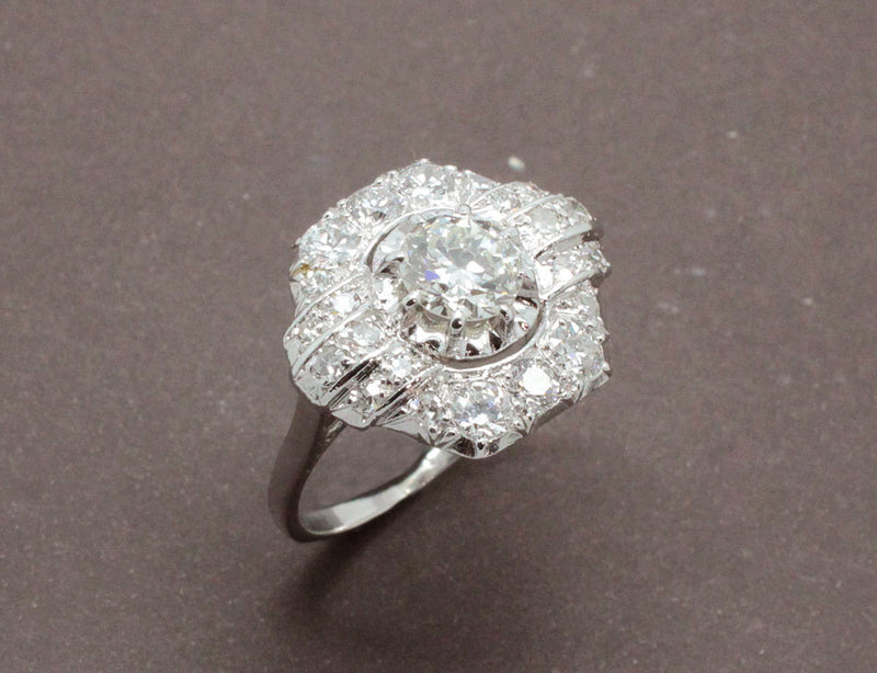 Bague Art Déco Platine et Diamants