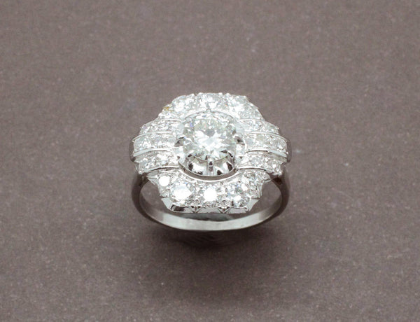 Bague Art Déco Platine et Diamants