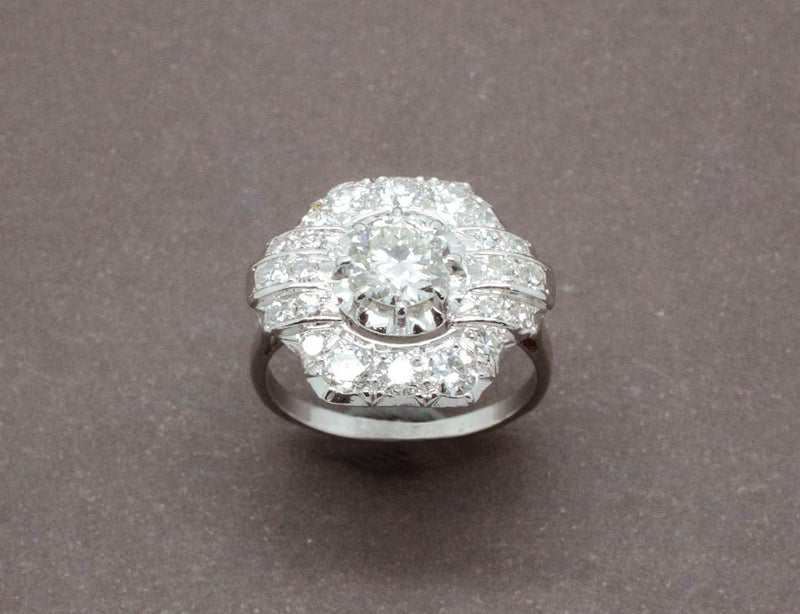 Bague Art Déco Platine et Diamants