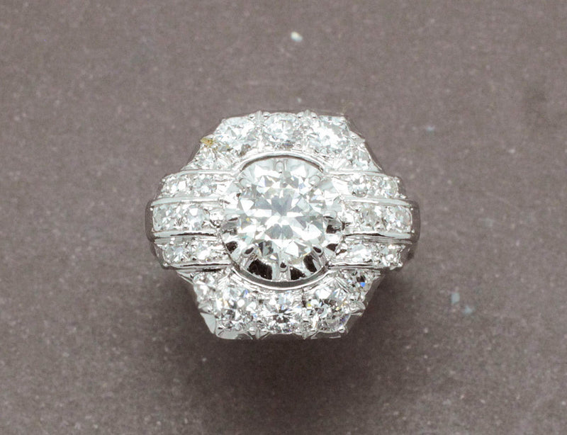 Bague Art Déco Platine et Diamants