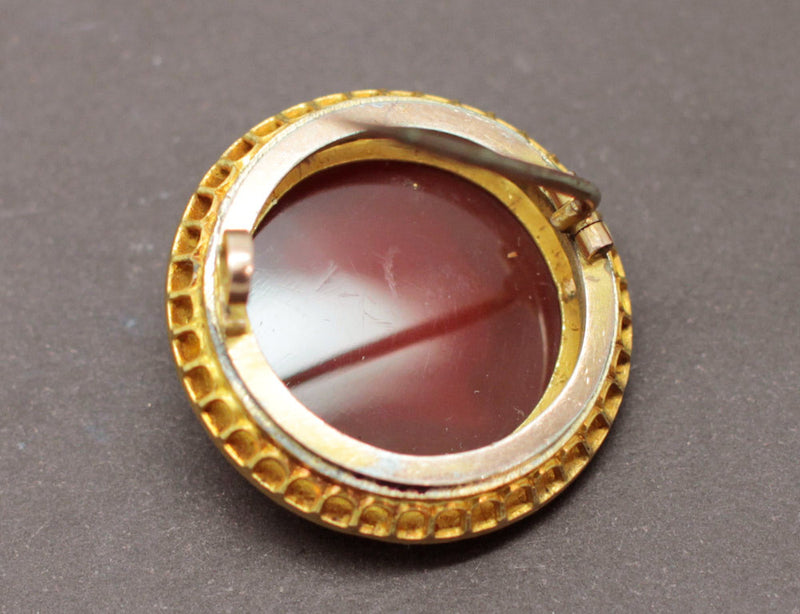 Broche Camée Or Perles Agate