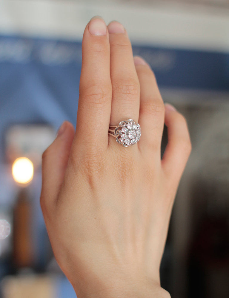 Bague Dôme Or Blanc Diamants