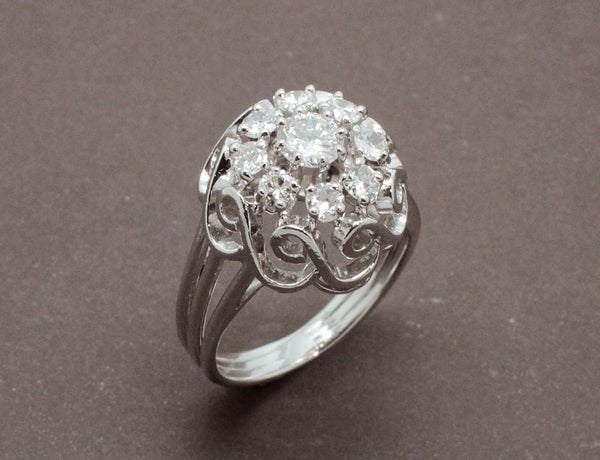 Bague Dôme Or Blanc Diamants