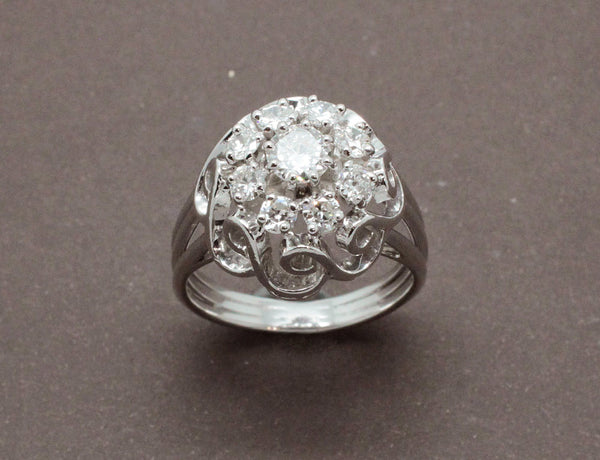 Bague Dôme Or Blanc Diamants