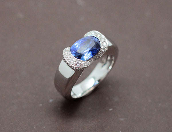 Bague Jonc Saphir et Diamants
