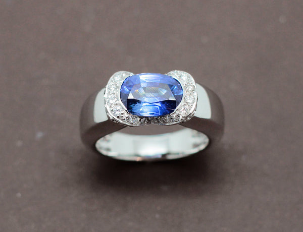 Bague Jonc Saphir et Diamants