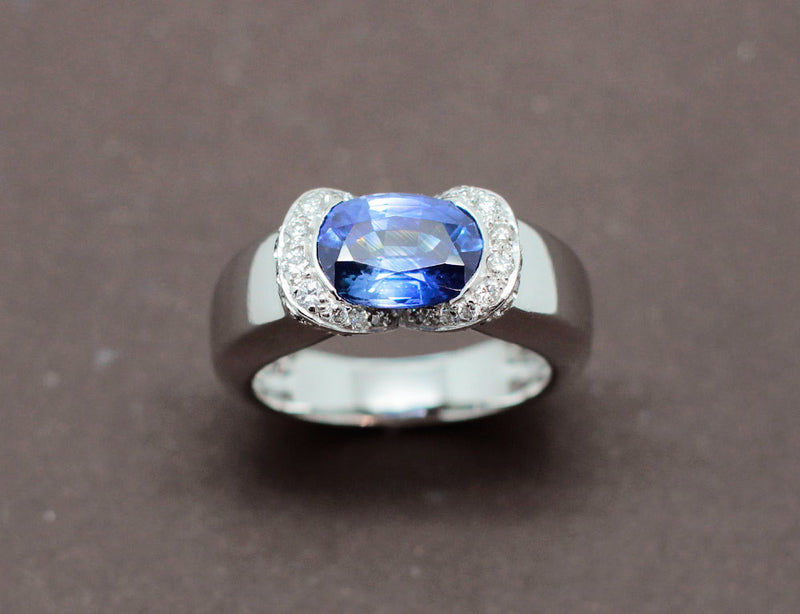 Bague Jonc Saphir et Diamants