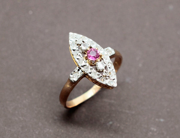 Bague Marquise Rubis Diamants