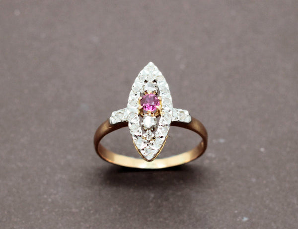 Bague Marquise Rubis Diamants