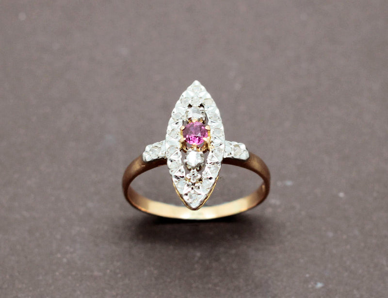 Bague Marquise Rubis Diamants