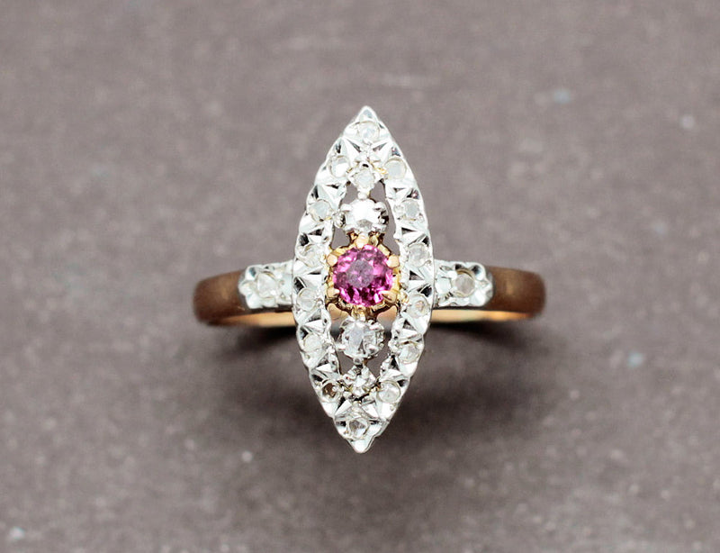 Bague Marquise Rubis Diamants