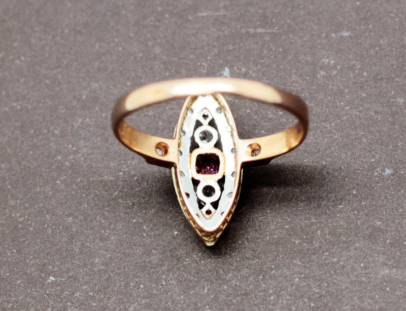 Bague Marquise Rubis Diamants
