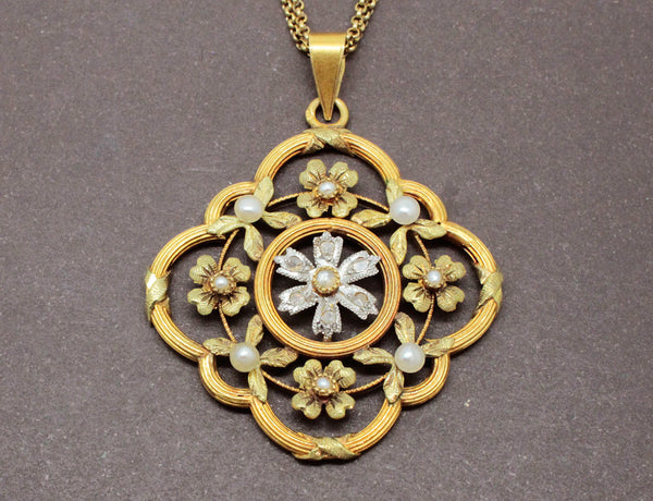Pendentif Rosace 2 Ors et Perles