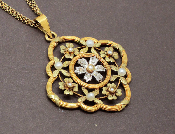 Pendentif Rosace 2 Ors et Perles