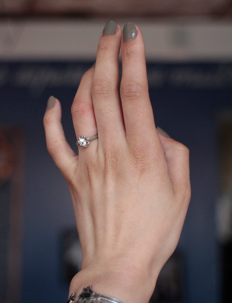 Solitaire Ancien Diamant Platine