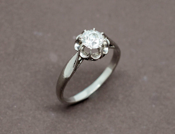 Solitaire Ancien Diamant Platine