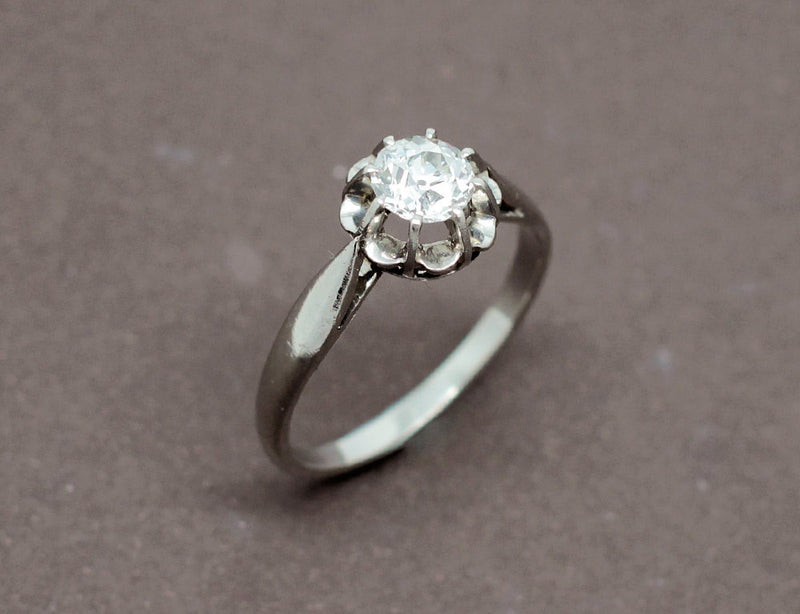 Solitaire Ancien Diamant Platine