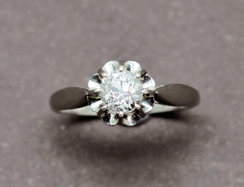 Solitaire Ancien Diamant Platine