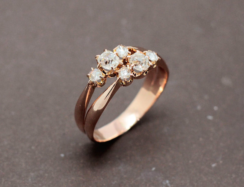Bague Double Anneaux Or Rose Diamants