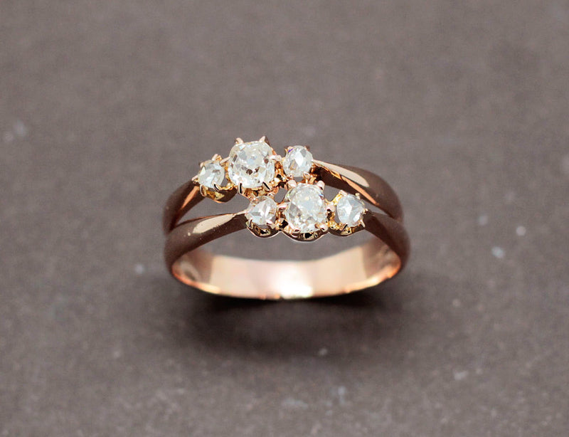 Bague Double Anneaux Or Rose Diamants