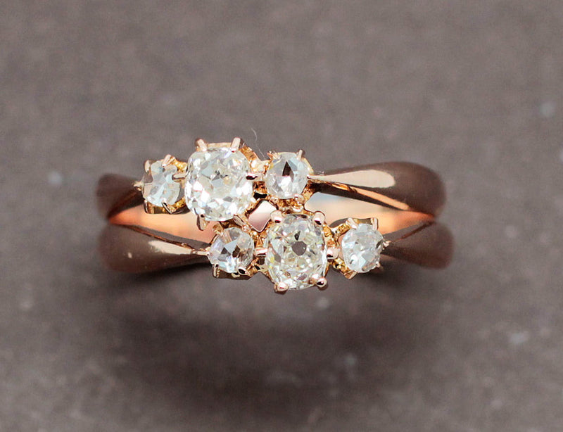 Bague Double Anneaux Or Rose Diamants