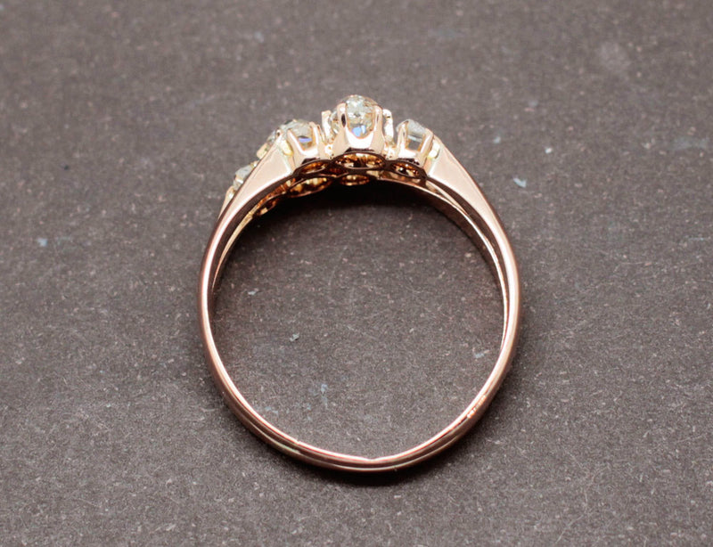 Bague Double Anneaux Or Rose Diamants