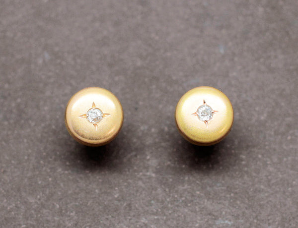 Puces d'Oreilles XIXe Or Brossé et Diamants