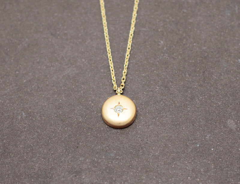 Pendentif XIXe Or Brossé et Diamant