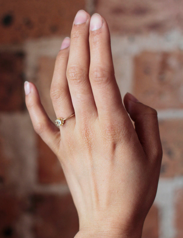 Solitaire Ancien Diamant Or Jaune