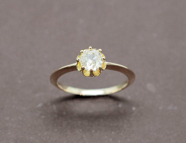 Solitaire Ancien Diamant Or Jaune