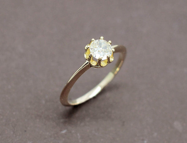 Solitaire Ancien Diamant Or Jaune