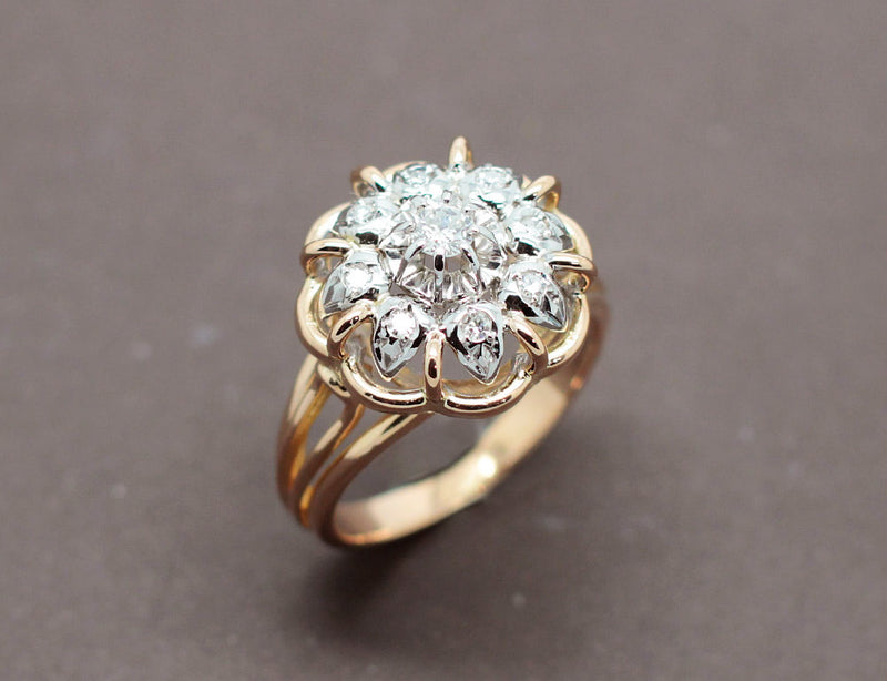 Bague 1950 Or Jaune et Diamants