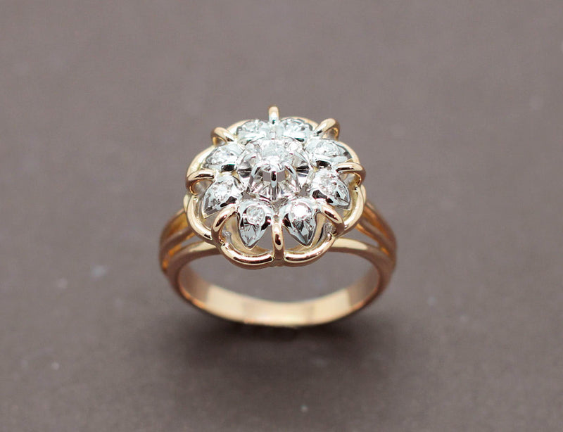 Bague 1950 Or Jaune et Diamants
