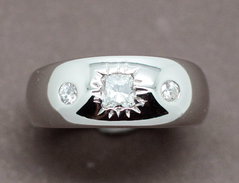 Bague Jonc Diamant Coussin