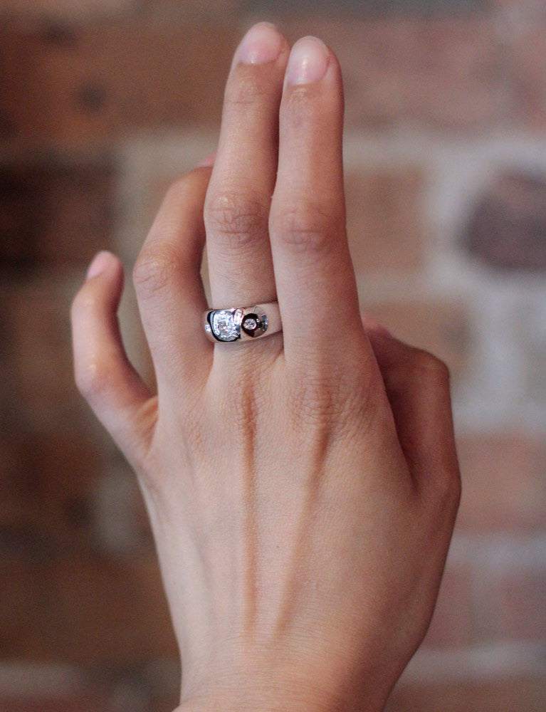 Bague Jonc Diamant Coussin
