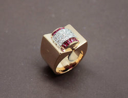 Bague Tank Or Jaune Diamants Verneuils