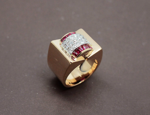 Bague Tank Or Jaune Diamants Verneuils