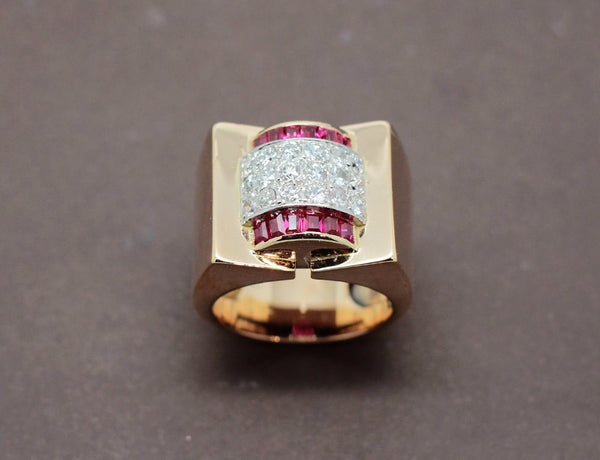 Bague Tank Or Jaune Diamants Verneuils