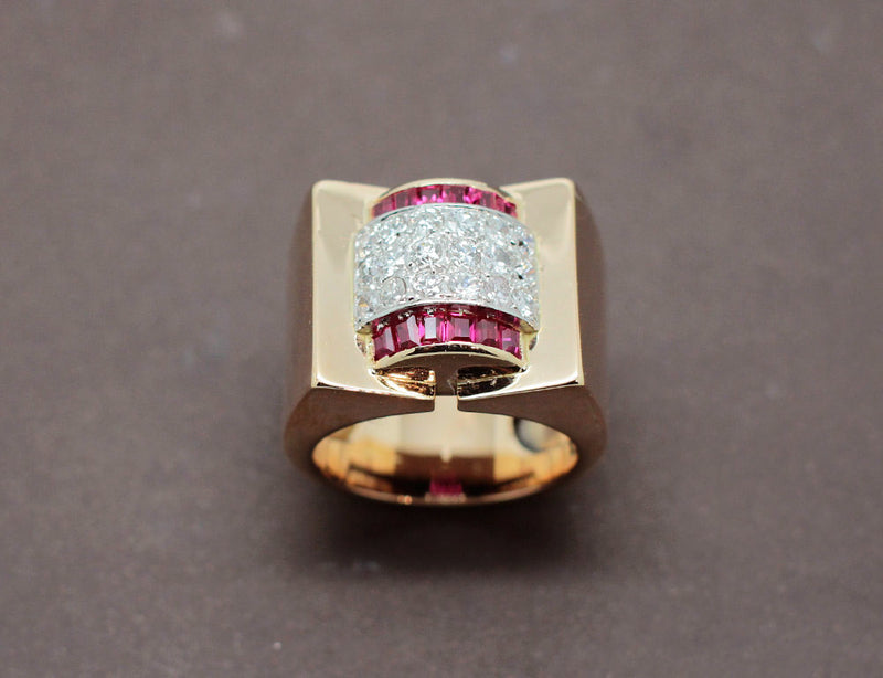 Bague Tank Or Jaune Diamants Verneuils