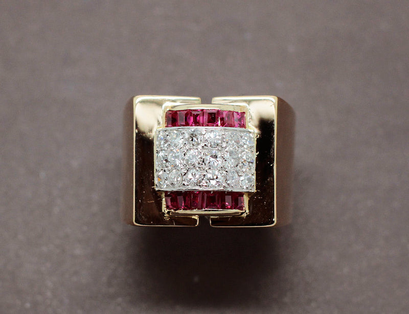 Bague Tank Or Jaune Diamants Verneuils